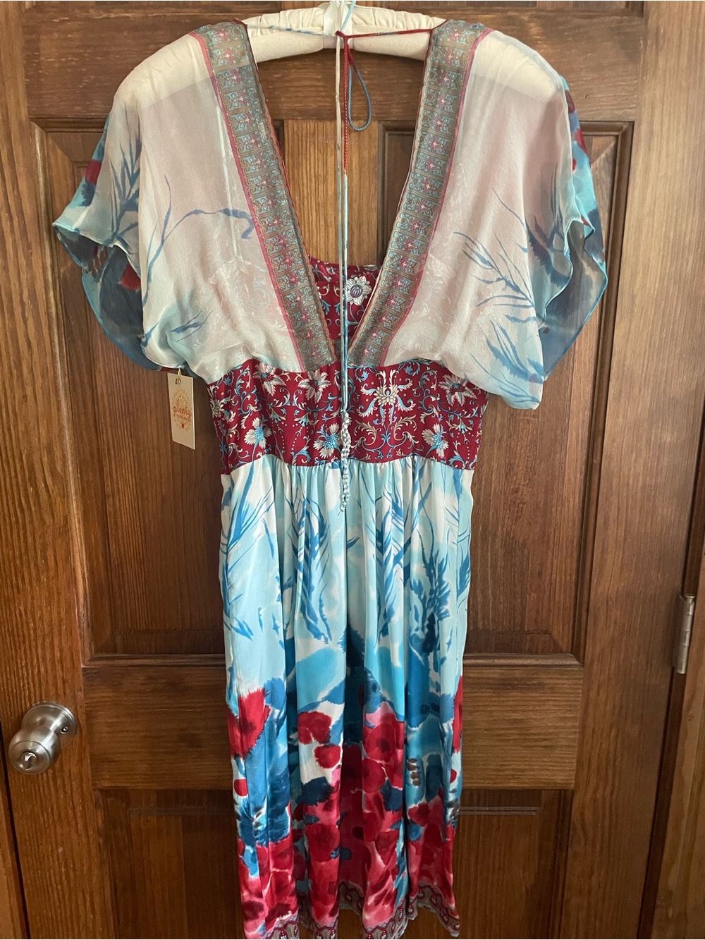 NEW PLENTY TRACY REESE VTG Y2K ANTHROPOLOGIE BOHO Silk Floral Mixed Print Dress - Picture 4 of 8